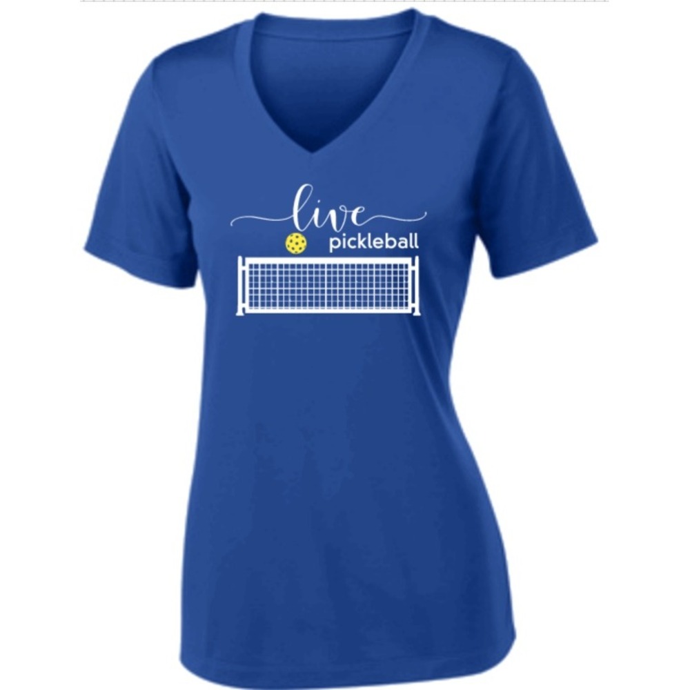 NEW - Ladies V Neck T Shirt Live Pickleball Graphic Tee Shirt Blue‎ Size M
